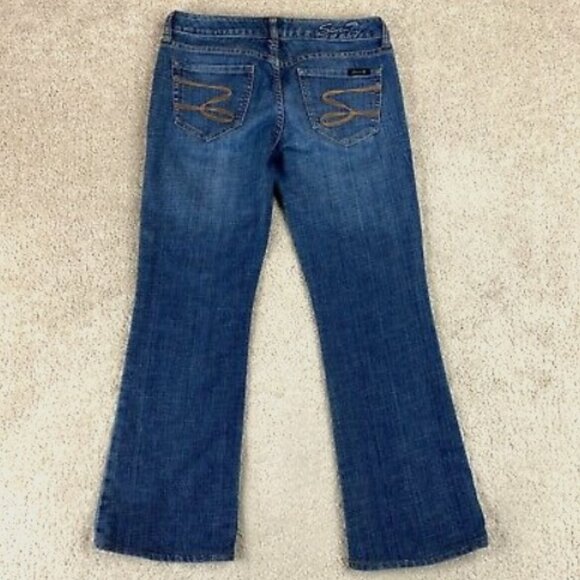 7 For All Mankind Blue Straight Leg Jeans Size 14 - Picture 1 of 8